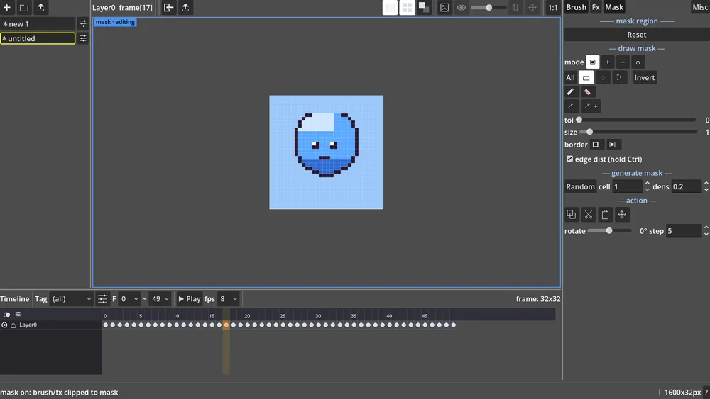 A slime on a solid blue background