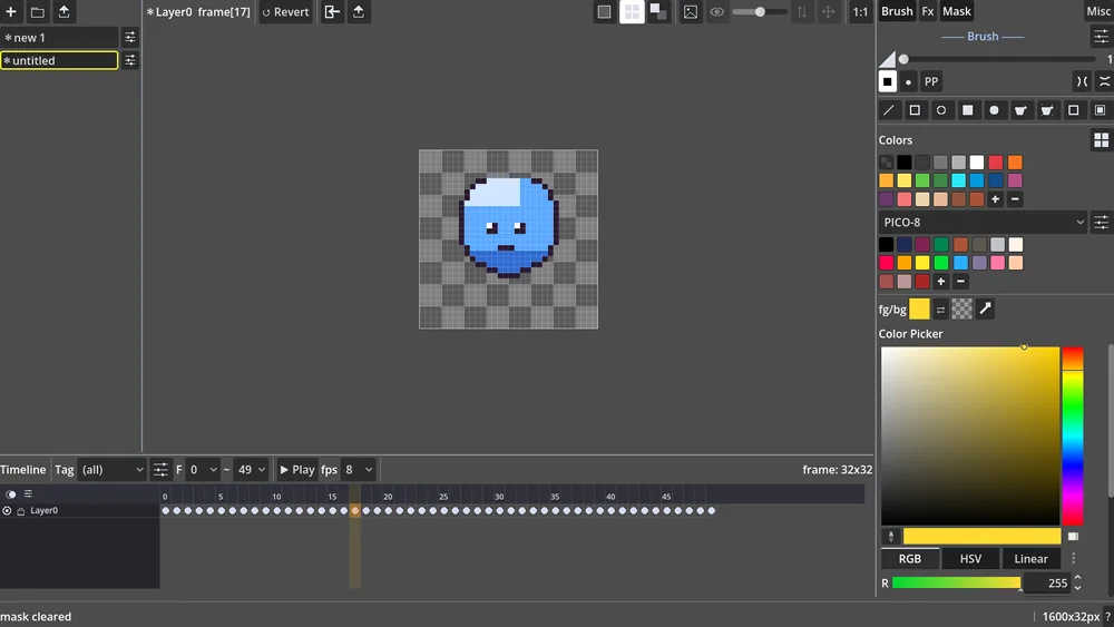 The same slime on transparency (checkerboard)